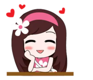 😊 9defab51 만화, 귀여운, 하트, 꽃, 소녀, 웃는 telegram sticker