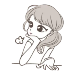 😕 71cc8e65 アニメガール, 漫画, 考えている, 女性, イラスト telegram sticker