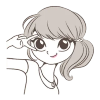 😎 ce246203 アニメガール, ピースサイン, かわいい, 女性, アニメ風 telegram sticker