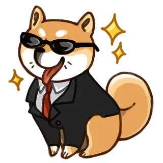 😎 603ff239 犬, 柴犬, サングラス, スーツ, ネクタイ, クール, エージェント whatsapp sticker