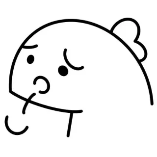 😔 08ce0296 만화, 물고기, 스티커, 귀여운, 단순한, 흑백 telegram sticker