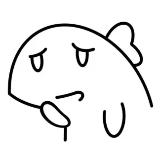 😕 43aaf5b6 물고기, 슬픈, 만화, 귀여운, 동물, 낙서, 그림 telegram sticker