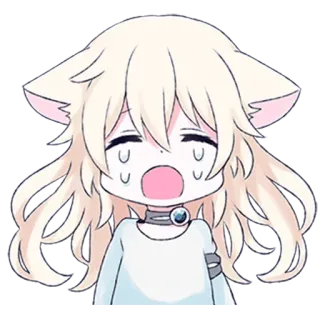 🐰 b4375cdd Аниме, Кавай, Милый, Чиби, Кошачьи ушки, Грустный, Плачущий, Манга, Эмоция, Выражение telegram sticker