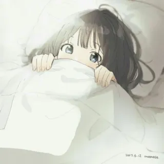 🐰 bc42fed2 Аниме, Девочка, Милая, Кровать, Каваий, Одеяло telegram sticker