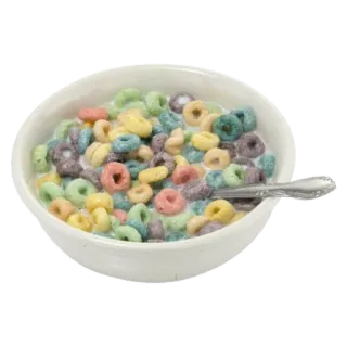 🥣 a4516d39 cereal, food, breakfast, loop cereal, milk, bowl, spoon whatsapp sticker