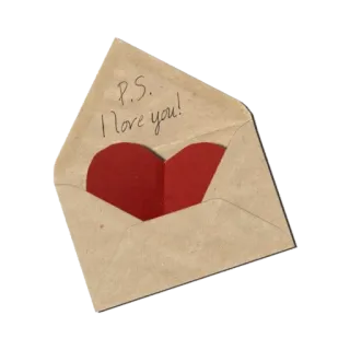 💌 e51c46db P.S. I love you! love, letter, heart, romance, envelope, note, ps, i love you whatsapp sticker