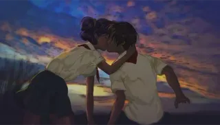 😊 1de157de küssen, sonnenuntergang, romantik, liebe, paare, lgbtq, gleichgeschlechtlich telegram sticker