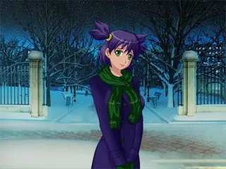 😊 2cdc650f Anime, Frau, Winter, Schnee, Park, Nacht telegram sticker