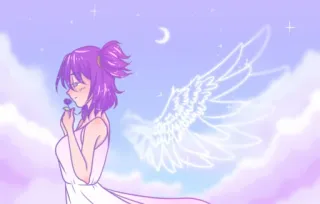 ❤️ 48fcac3d Engel, Anime, Mädchen, Flügel, Süß, Himmel, Cartoon, Blume telegram sticker