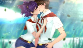 ❤️ 56e2fe50 Anime, Küssen, Liebe, Cartoon, Kommunismus, UdSSR, Roter Schal, Kinder telegram sticker