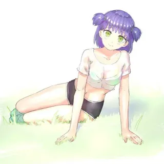 😊 84afa6cd Anime Mädchen, süß, sitzend, Frau, Cartoon telegram sticker