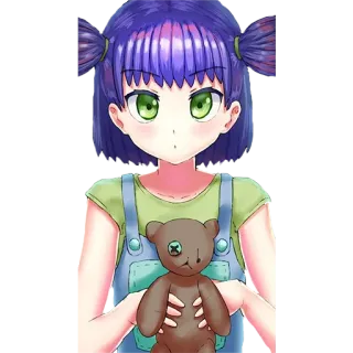 😊 9b490964 Anime, Mädchen, Teddybär, Süß, Cartoon telegram sticker