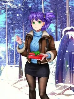 ❤️ ad12cc47 Anime Mädchen, Winter, Geschenk, Schnee, Weiblich, Jacke, Illustration telegram sticker