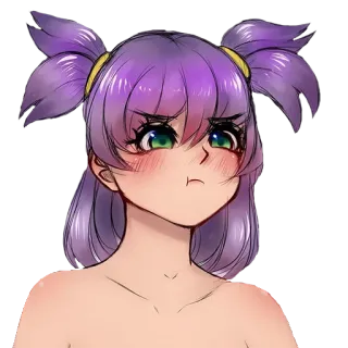 😠 c854cf21 Anime, Mädchen, Cartoon, Porträt, Lila Haare, Verlegen, Erröten telegram sticker