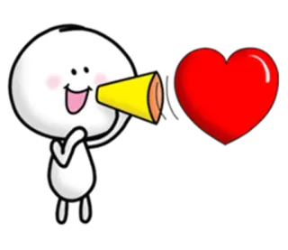 😘 c7395b90 miłość, serce, kreskówka, postać, megafon, słodkie telegram sticker