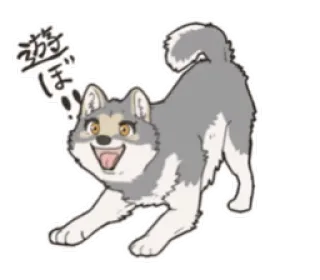 😃 65db8dbc 遊ぼ pies, wilk, wesoły, anime, zwierzę, zwierzę domowe telegram sticker