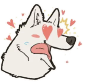 😍 e2f60f3c pies, miłość, serca, kreskówka, wyraz, szczęśliwy telegram sticker