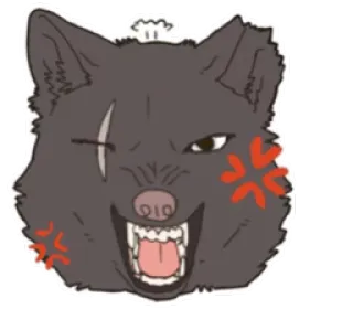😡 ea89588a wilk, zły, kreskówka, zwierzę, szary, futrzasty telegram sticker