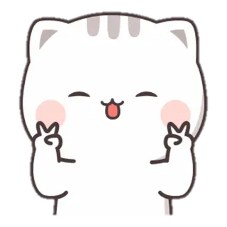 ✨ 4700df57 แมว, สติกเกอร์, สัญลักษณ์สันติภาพ, น่ารัก, สัตว์, การ์ตูน whatsapp sticker