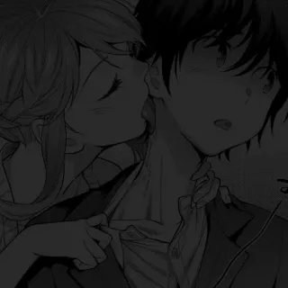 👅 a284357e Anime, Romans, Miłość, Pocałunek, Para telegram sticker