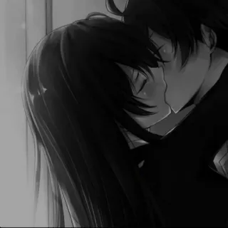 🌫 b895799e pocałunek, romans, para, miłość, uczucie, anime telegram sticker