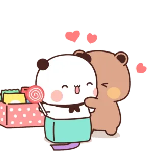 💘 0b6a962b mignon, panda, ours, amour, coeurs, sucette, dessin animé, kawaii whatsapp sticker