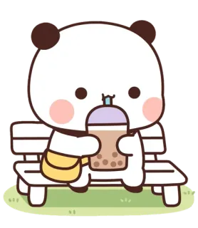 🥤 24292c2f Panda, Mignon, Kawaii, Animal, Ours, Dessin animé, Bubble Tea whatsapp sticker