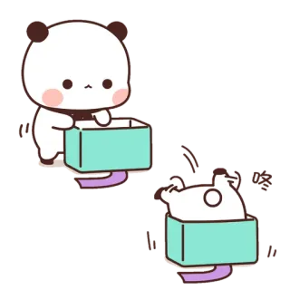 🤓 24a31f47 Panda, Mignon, Printemps, Boîte, Dessin animé, Animal, Kawaii whatsapp sticker