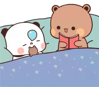 😴 a2b0b41f ours, lecture, dormir, mignon, dessin animé, coucher, animaux whatsapp sticker