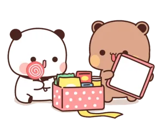 😯 ef0fc2be ours, panda, dessin animé, mignon, bonbons, sucette, goûter, boîte whatsapp sticker