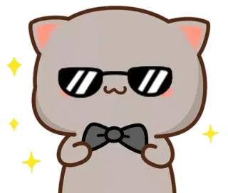 😎 031e643e Katze, Sonnenbrille, Fliege, Cartoon, niedlich telegram sticker