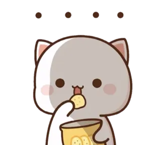 😐 1f570525 Katze, essen, Chips, Snack, niedlich, Cartoon telegram sticker