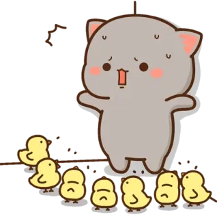 😱 dd0b1017 Katze, Hühner, süß, Cartoon telegram sticker