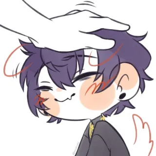 🗡 07bc6616 anime, cute, head pat, character, red string of fate, love, adorable whatsapp sticker