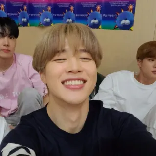 🍼 57005d73 Jimin человек, певец, мужчина, kpop, мужской, улыбка, bts, группа telegram sticker
