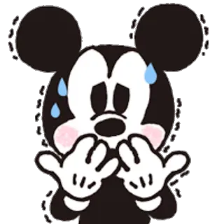 😨 67a34a0f Mickey Mouse Topolino, personaggio dei cartoni animati, disagio, ansioso, Disney, sudore, nervoso telegram sticker