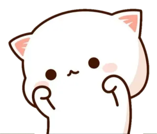 🍼 01e02602 кот, милый, животное, каваий, очаровательный, мультфильм, белый кот whatsapp sticker