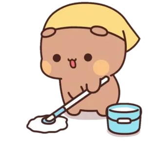 🍼 11c8025d медведь, уборка, мытьё пола, мультфильм, милый, каваий, очаровательный whatsapp sticker