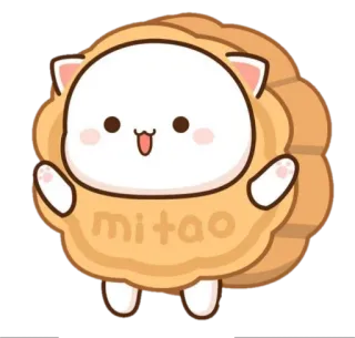 🍼 346174cd mitao кот, печенье, милый, животное, мультфильм whatsapp sticker