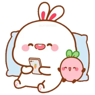🍼 72a598a5 Мультфильм, Милый, Зайчик, Кролик, Каваий, Телефон, Морковь whatsapp sticker