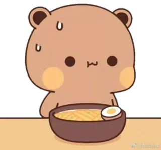 🍼 890e1a9f медведь, мультфильм, рамен, милый, еда, аниме whatsapp sticker