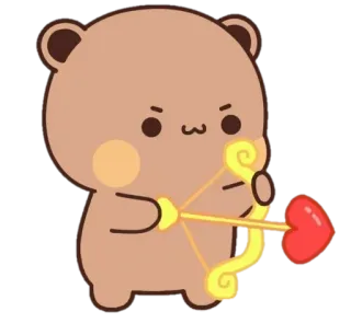 🍼 8d2a8310 медведь, лучник, купидон, лук и стрела, сердце, любовь, милый, мультфильм whatsapp sticker