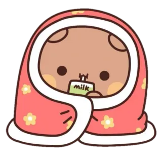 🍼 b3f3cdea milk Мультфильм, Милый, Животное, Медведь, Молоко, Одеяло, Уютный whatsapp sticker