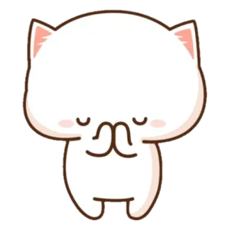 🍼 c62ed296 кот, милый, каваий, животное, стикер, мультфильм, молиться, умолять, Peachcat, белый кот whatsapp sticker