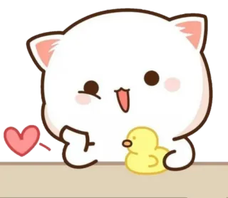 🍼 dd8b94c5 кот, котёнок, милый, утка, сердце, мультфильм whatsapp sticker