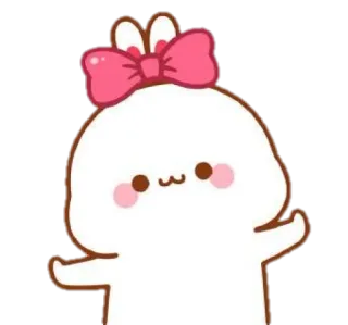 🍼 ea624b6d милый, каваий, мультфильм, персонаж, розовый бант, очаровательный, капля whatsapp sticker