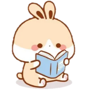 🍼 f190d794 зайчик, кролик, чтение, книга, милый, животное whatsapp sticker