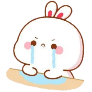 🍼 fddea31d зайчик, грустный, плачущий, стикер, мультфильм, животное, милый whatsapp sticker