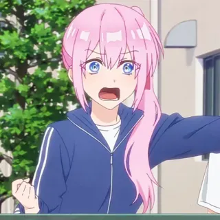 🌷 0add45e8 Fille anime, Cheveux roses, Choquée, Surprise, Personnage anime, Dessin animé telegram sticker