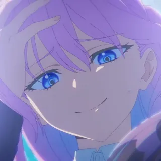 🌷 1351aeb2 animé, fille, cheveux violets, yeux bleus, mignon, dessin animé, illustration telegram sticker